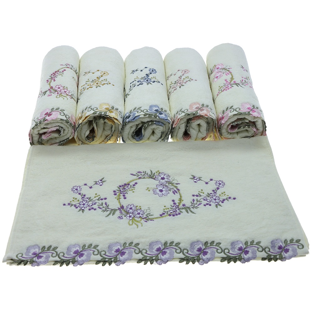 Murat Nakışlı Dalgalı Kadife El - Yüz Havlusu 50x90 cm