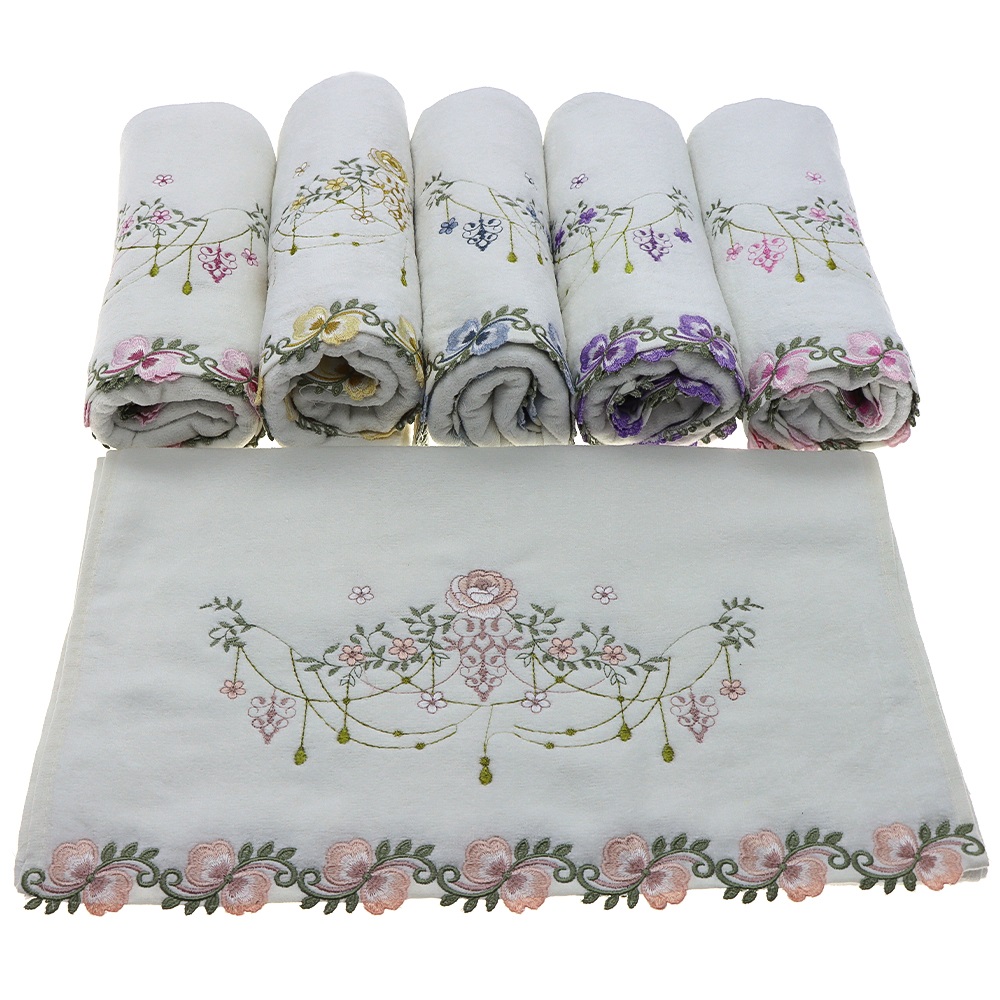 Murat Nakışlı Dalgalı Kadife El - Yüz Havlusu 50x90 cm