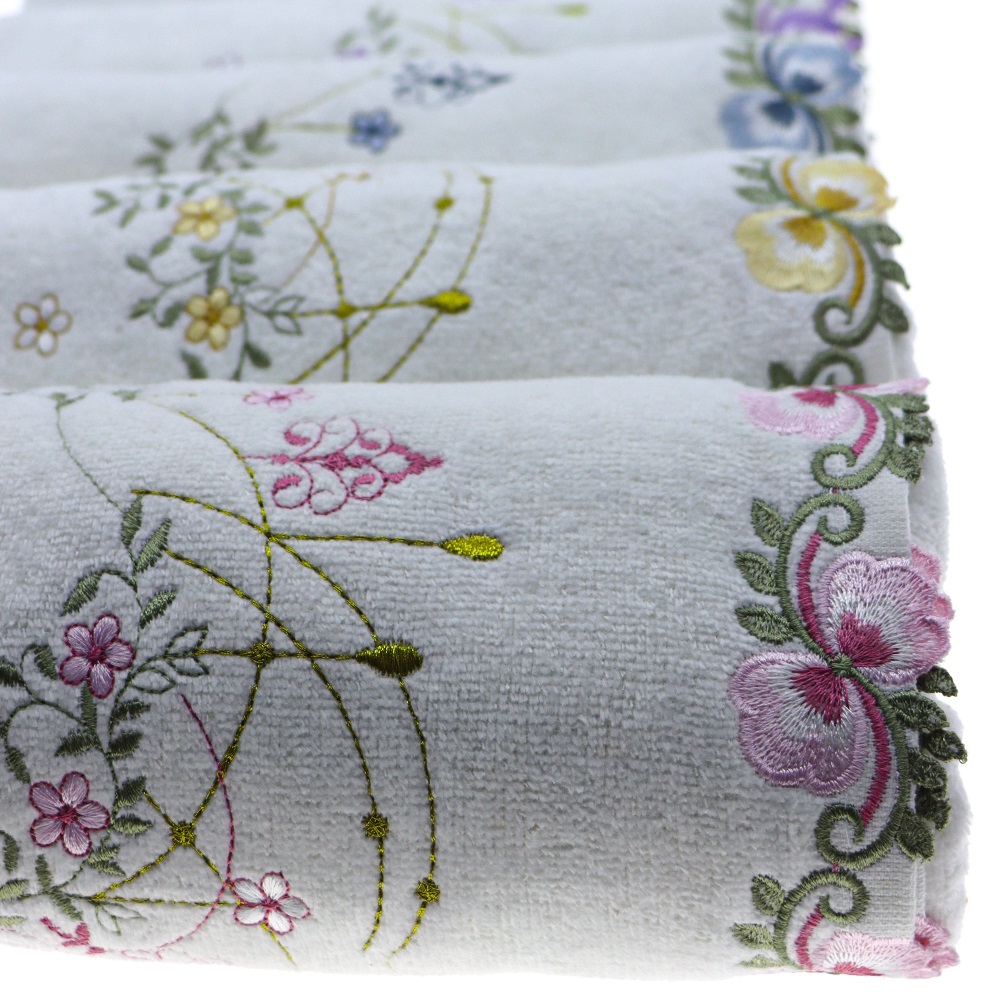 Murat Nakışlı Dalgalı Kadife El - Yüz Havlusu 50x90 cm