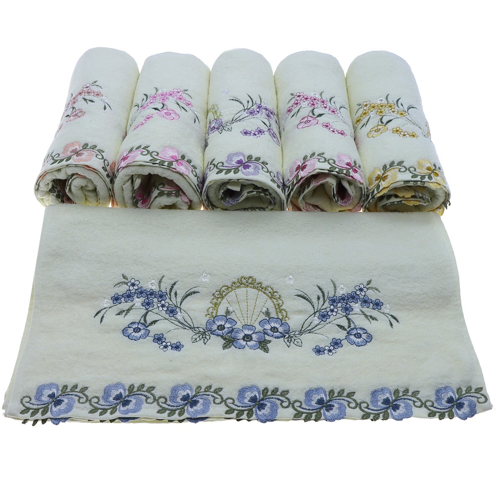 Murat Nakışlı Dalgalı Kadife El - Yüz Havlusu 50x90 cm