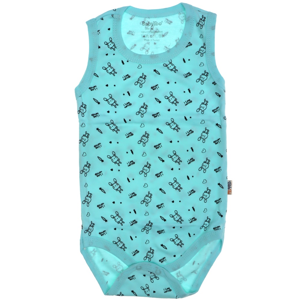 7078 Bebe Tavşanlı Desenli Penye Askılı Çıtçıtlı Badi 0-1 - 3-6-9 Ay