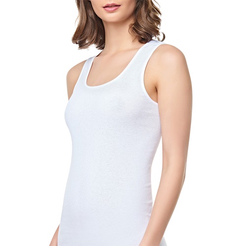 Seher Yıldız 0062 Bayan Ribana Geniş Askı Atlet - Beyaz - 5