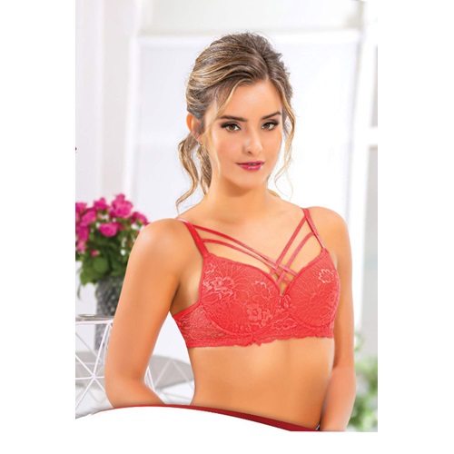 Billiza 1016 Bayan Dantelli Çapraz Destekli Sütyen 80-85-90 - Mürdüm - 80-85-90