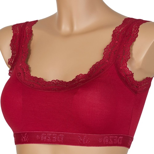 Deza 5022 Bayan Pedli Bambu Dantelli Büstiyer - Bordo