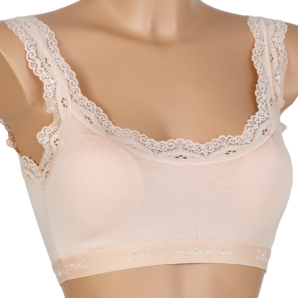 Deza 5022 Bayan Pedli Bambu Dantelli Büstiyer - Ten