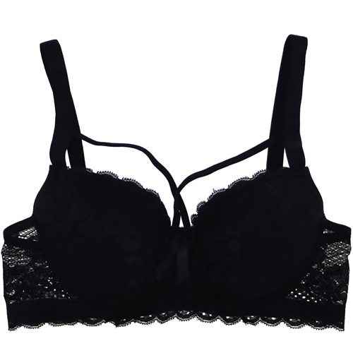 Aysemin 5006 Dantelli Çapraz İpli Desteksiz Sütyen 85-105 - Siyah