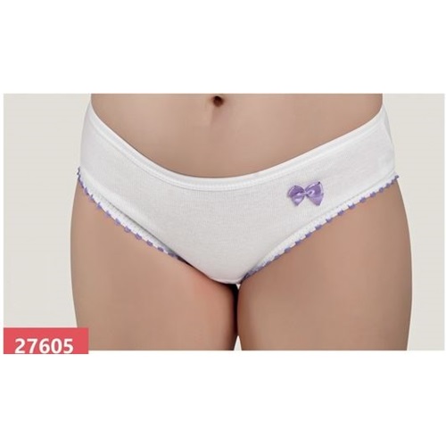 Güryildiz 27605 Kız İnce Bel Ponponlu Biyeli Külot Silp - Beyaz