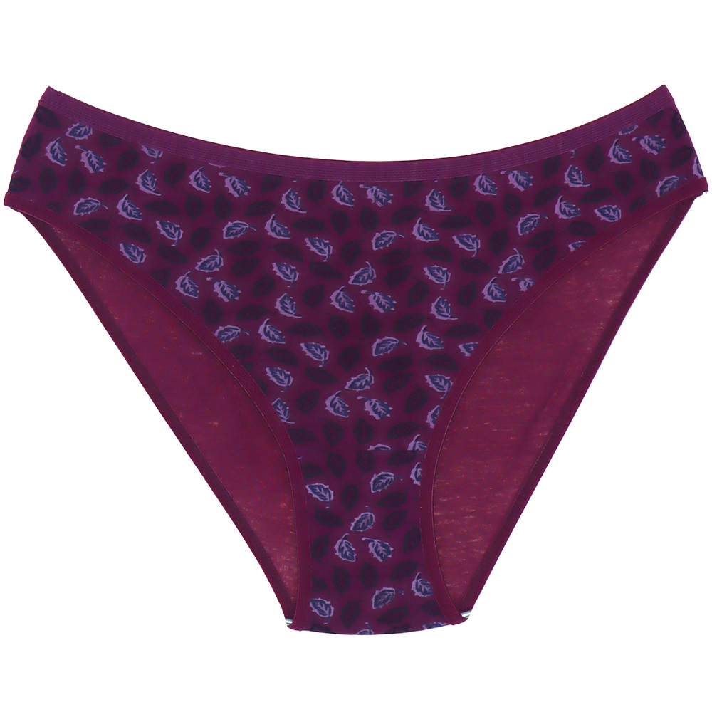 21402 Bayan Likralı Empirme Desenli Bikini Beden -XL - Mürdüm Desenli