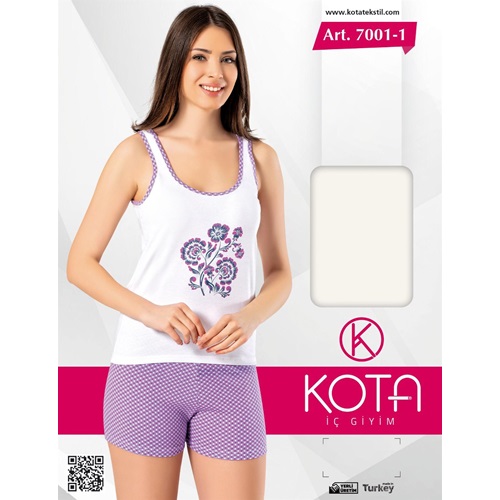 Kota 7001-1 Bayan Desenli Şortlu Takım