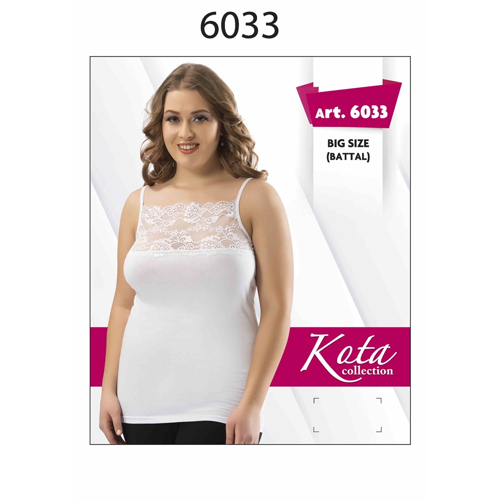 Kota 6033 Bayan Battal Geniş Dantel Atlet - Siyah