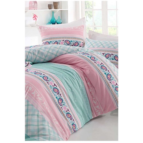 Almira Home Collectıon Kutulu Desenli Battal Nevresim Takımı 200x240 cm