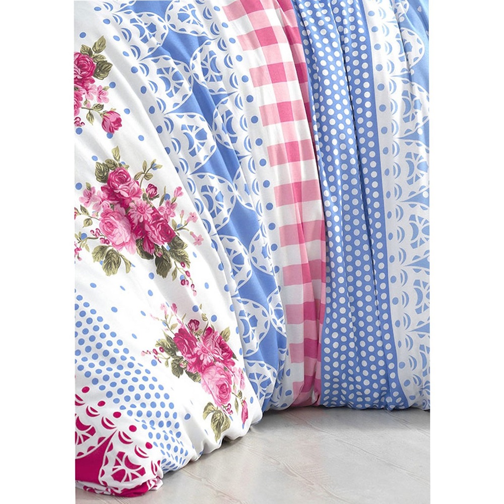 Ev Mer Tekstil Çift Kişilik Desenli Fermuarlı Nevresim 180X240- Karışık Renk