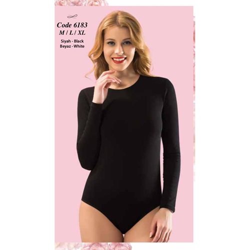 Kota 6183 Bayan Uzun Kol Çıtçıtlı Badi - Beyaz - L