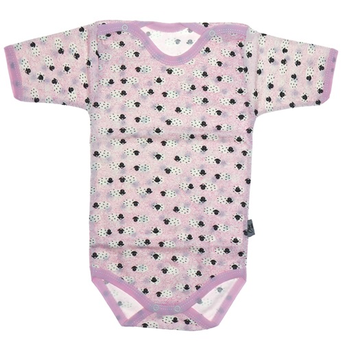 Kuzu Desenli Yarım Kollu Bebe Çıtçıtlı Badi 1-1,5-2 Yaş