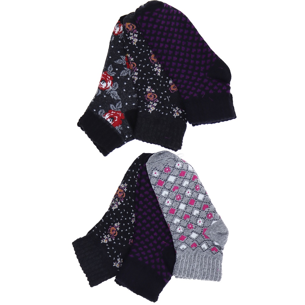 Özsa Bayan Likralı Desenli 3 lü Kuşaklı Patik Çorap