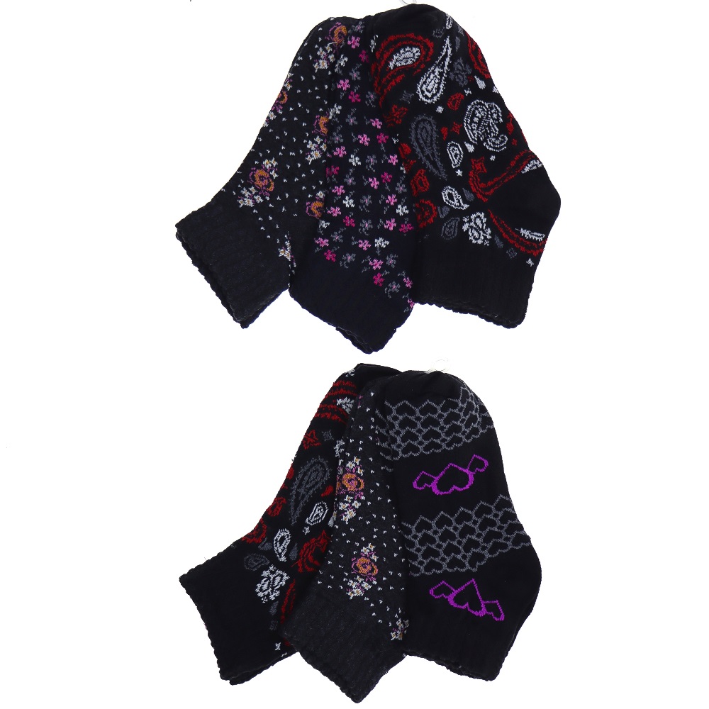 Özsa Bayan Likralı Desenli 3 lü Kuşaklı Patik Çorap