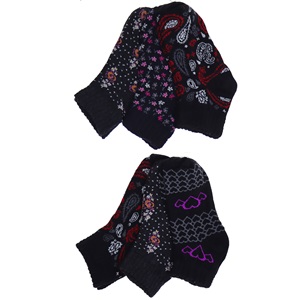 Özsa Bayan Likralı Desenli 3 lü Kuşaklı Patik Çorap