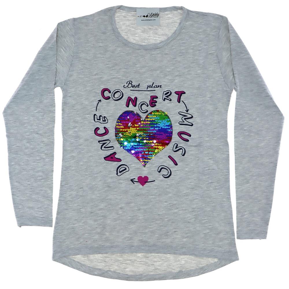 0181-Concert Pul Nakışlı Kız Sweatshirt*5-8
