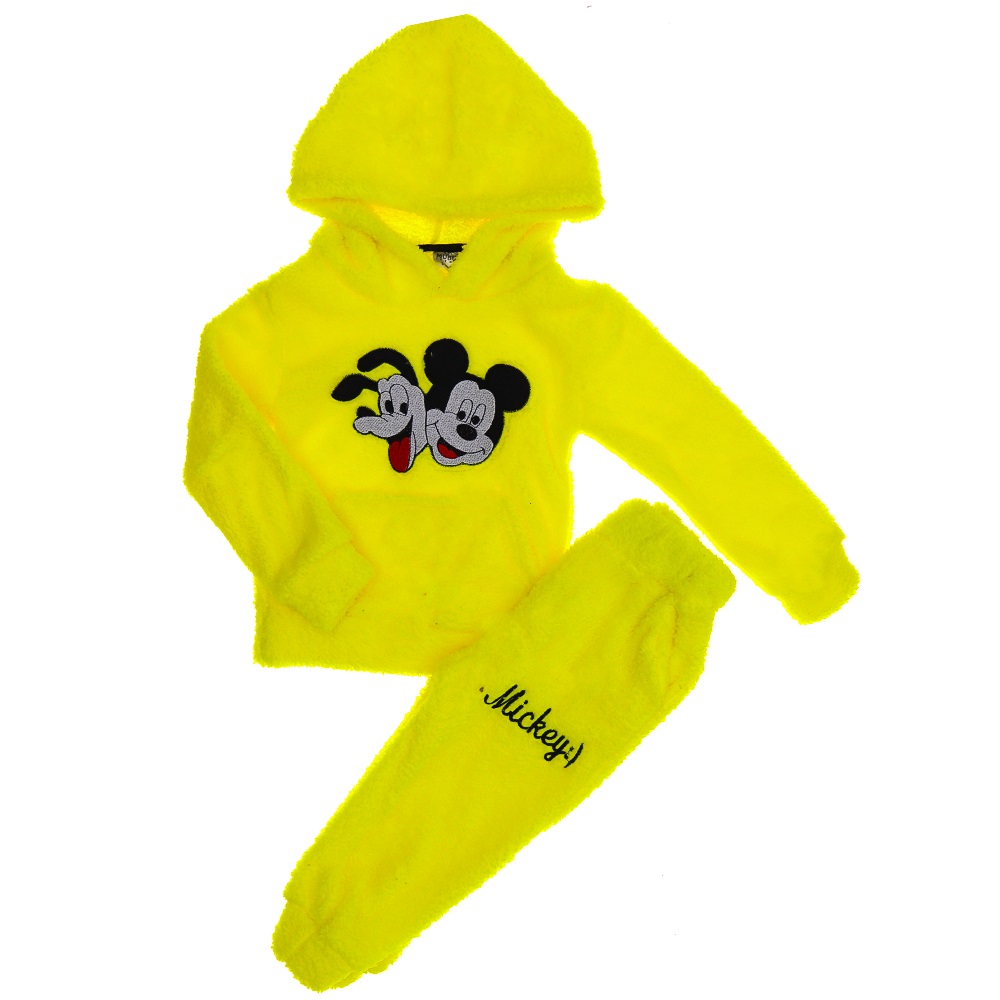 Mubix Life 5560 Çocuk Mickey Mouse Nakışlı Peluş Kapşonlu Takım 2-6 Yaş