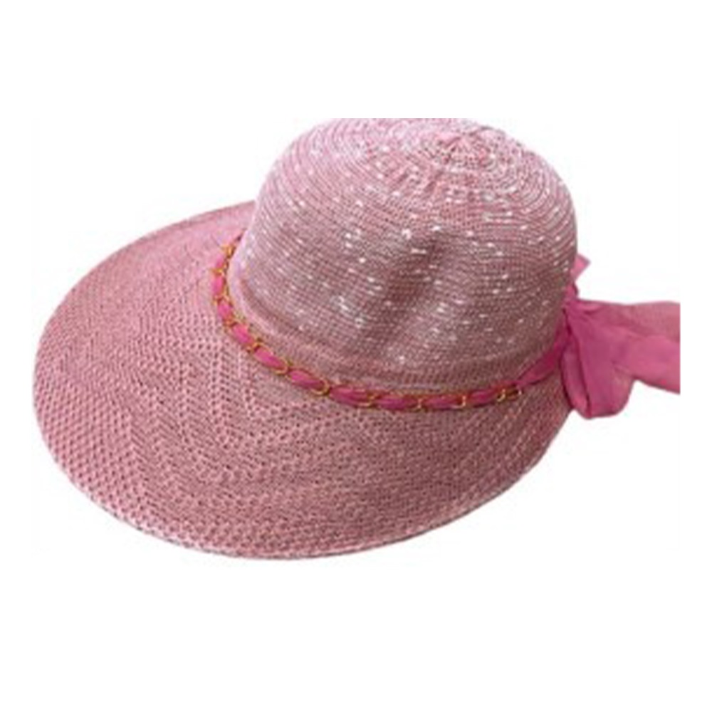 Hertex 10-1 Bayan Ön Geniş Model Nakışlı Kurdelalı Hasır Şapka
