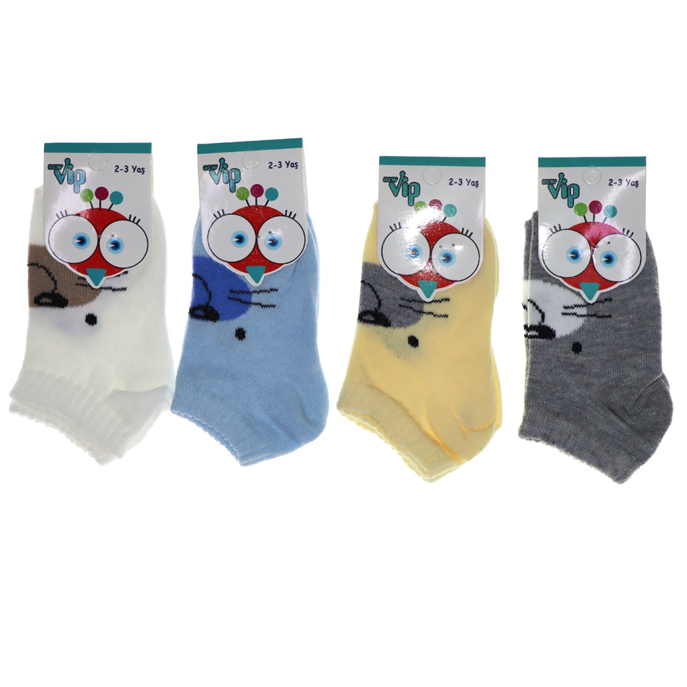 Vip 103 Desenli Mevsimlik Erkek Bebe Patik Çorap - Karışık Renk - 2-3 YAŞ