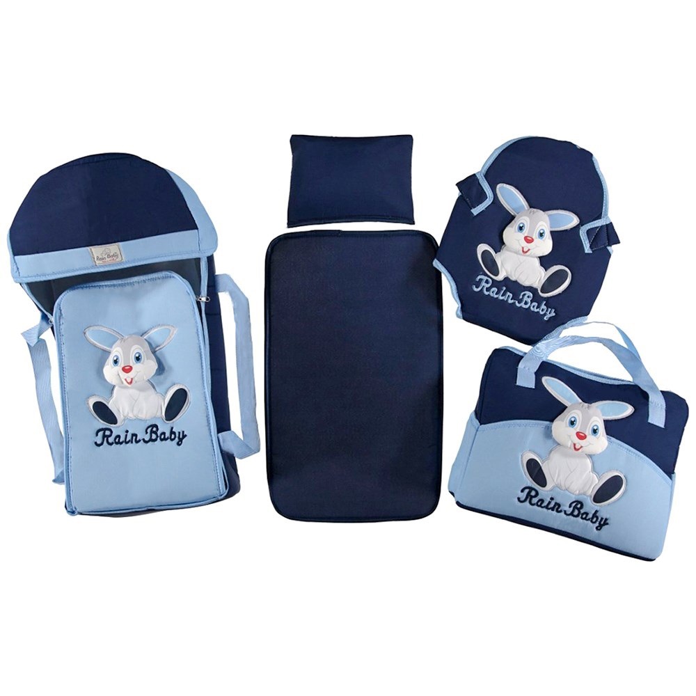 297 Mobil Tavşan 4 lü Bebe Taşıma Set - Gri-Mavi