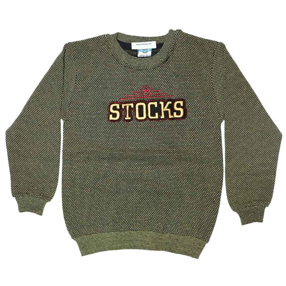8473 Stocks Nakışlı Selanik Erkek Sweatshirt 3-7 Yaş - Sarı