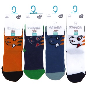 Panda P04 Erkek Bebek Desenli Yıkamalı Soket Çorap - Karışık Renk - 12-18 AY